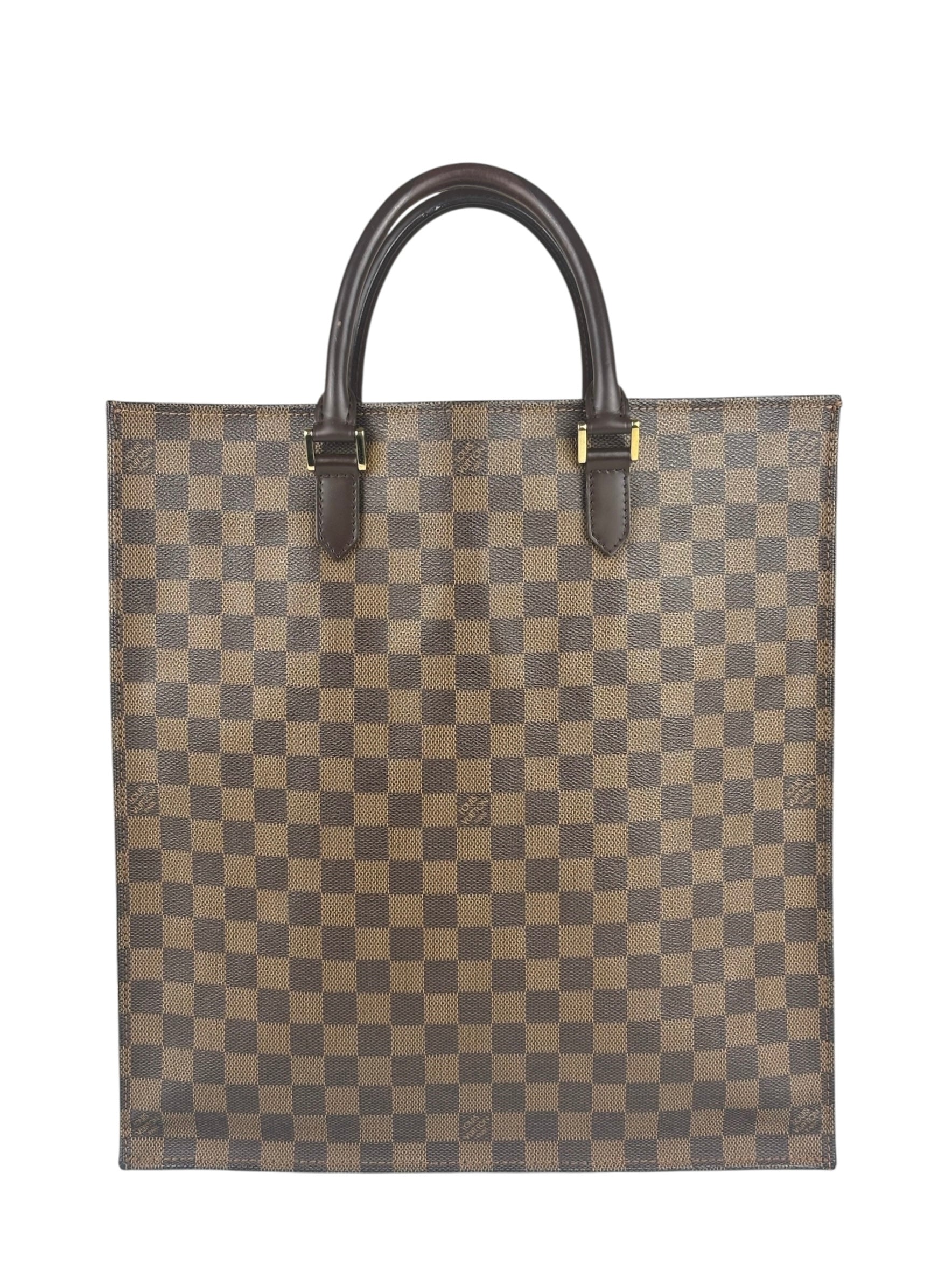 Louis Vuitton Damier Ebene Sac Plat Tote Bag MM
