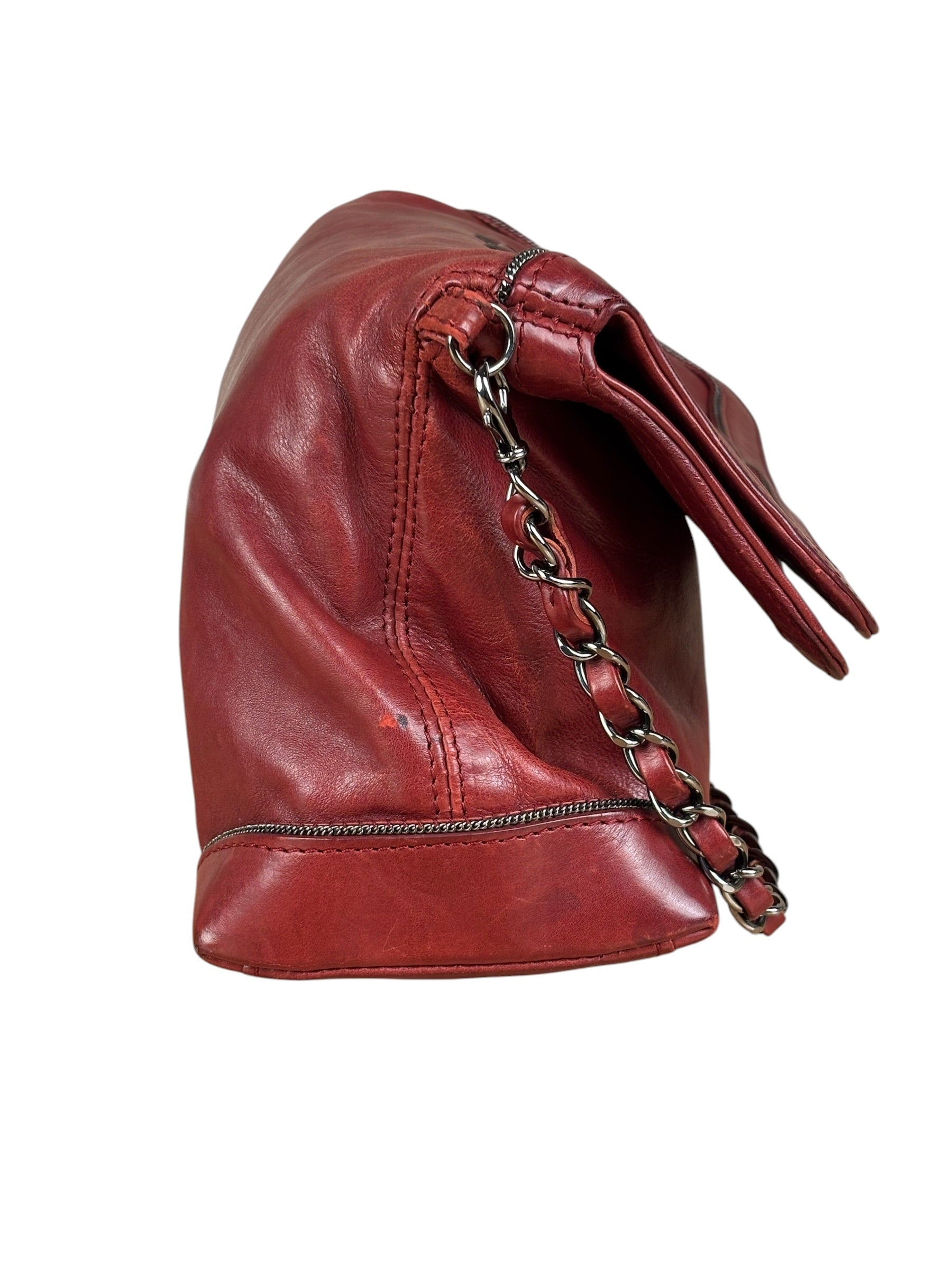 Chanel Red Quilted Leather Chain Shoulder Bag 2007