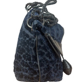 Bottega Veneta Vintage Blue Leopard Chenille Shoulder/Hand Bag