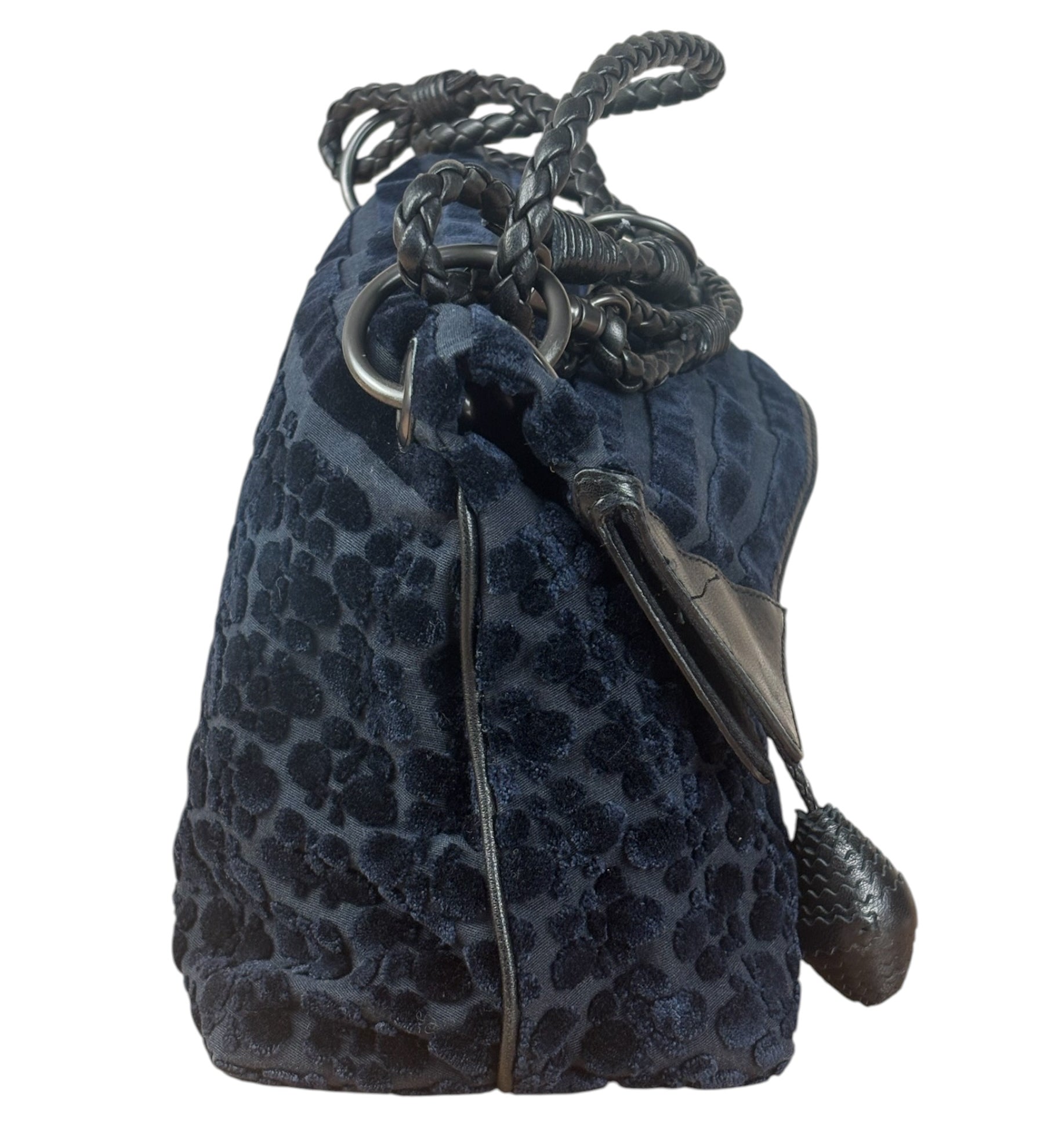 Bottega Veneta Vintage Blue Leopard Chenille Shoulder/Hand Bag