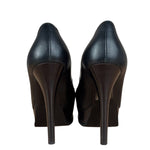 Fendi Black nappa Leather Platform Pumps Fendista Heels