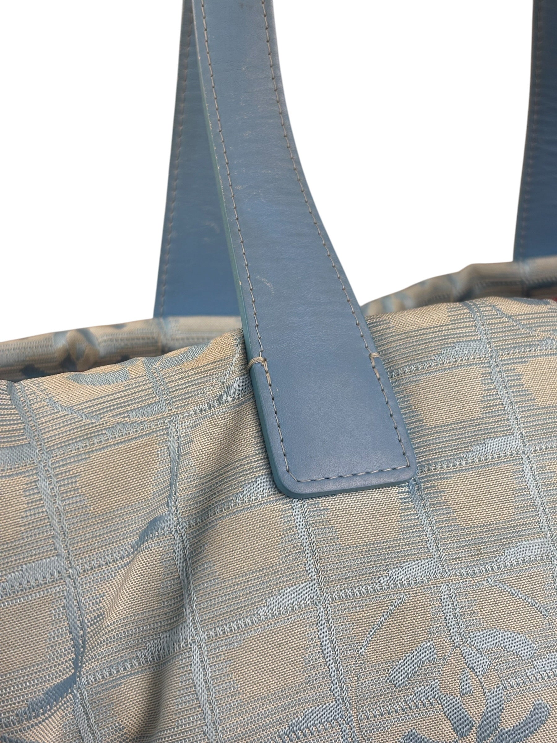 Chanel Blue Leather Trim New Travel Tote Bag 2002