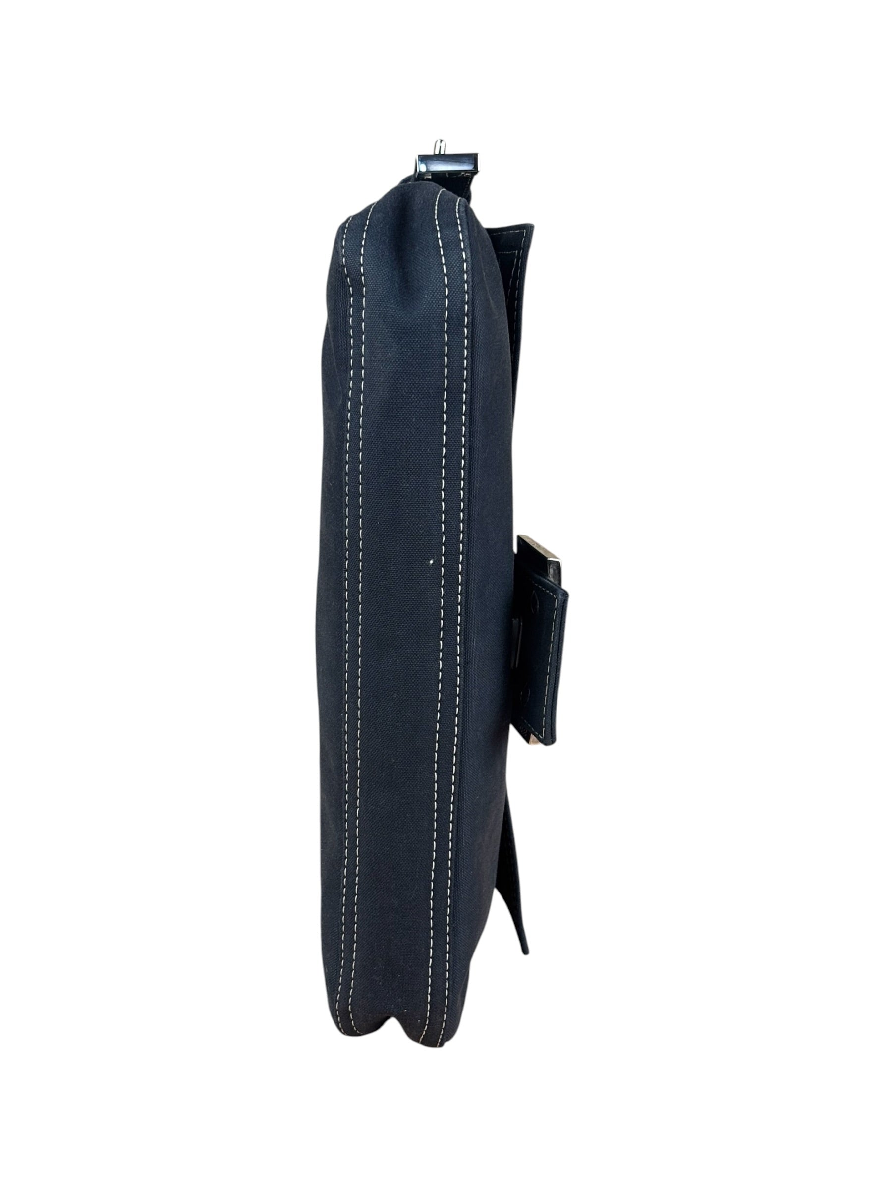 Fendi FF Wave Buckle Denim Baguette