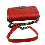 Chanel Red Quilted Lambskin Boy Flap Bag 2013