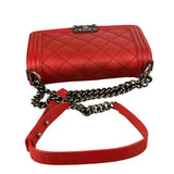 Chanel Red Quilted Lambskin Boy Flap Bag 2013