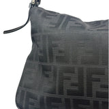 Fendi Black Leather Trim Zucca Mamma Baguette