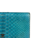Chanel Turquoise Blue Python Long Wallet 2014