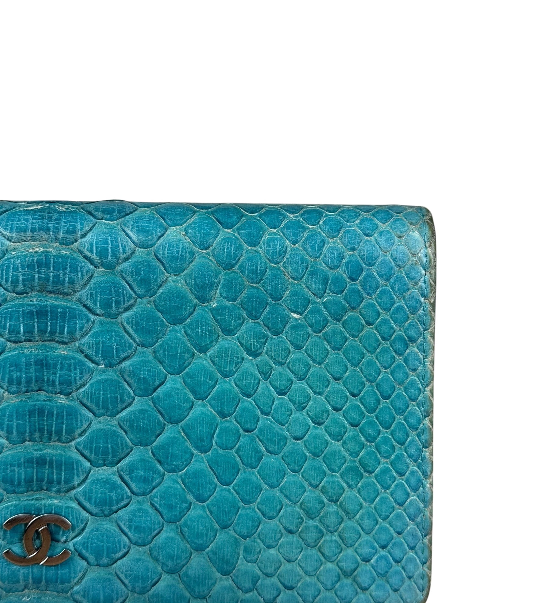 Chanel Turquoise Blue Python Long Wallet 2014