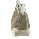 Prada Beige/Cream Leather Trim Logo Jacquard Hobo Bag