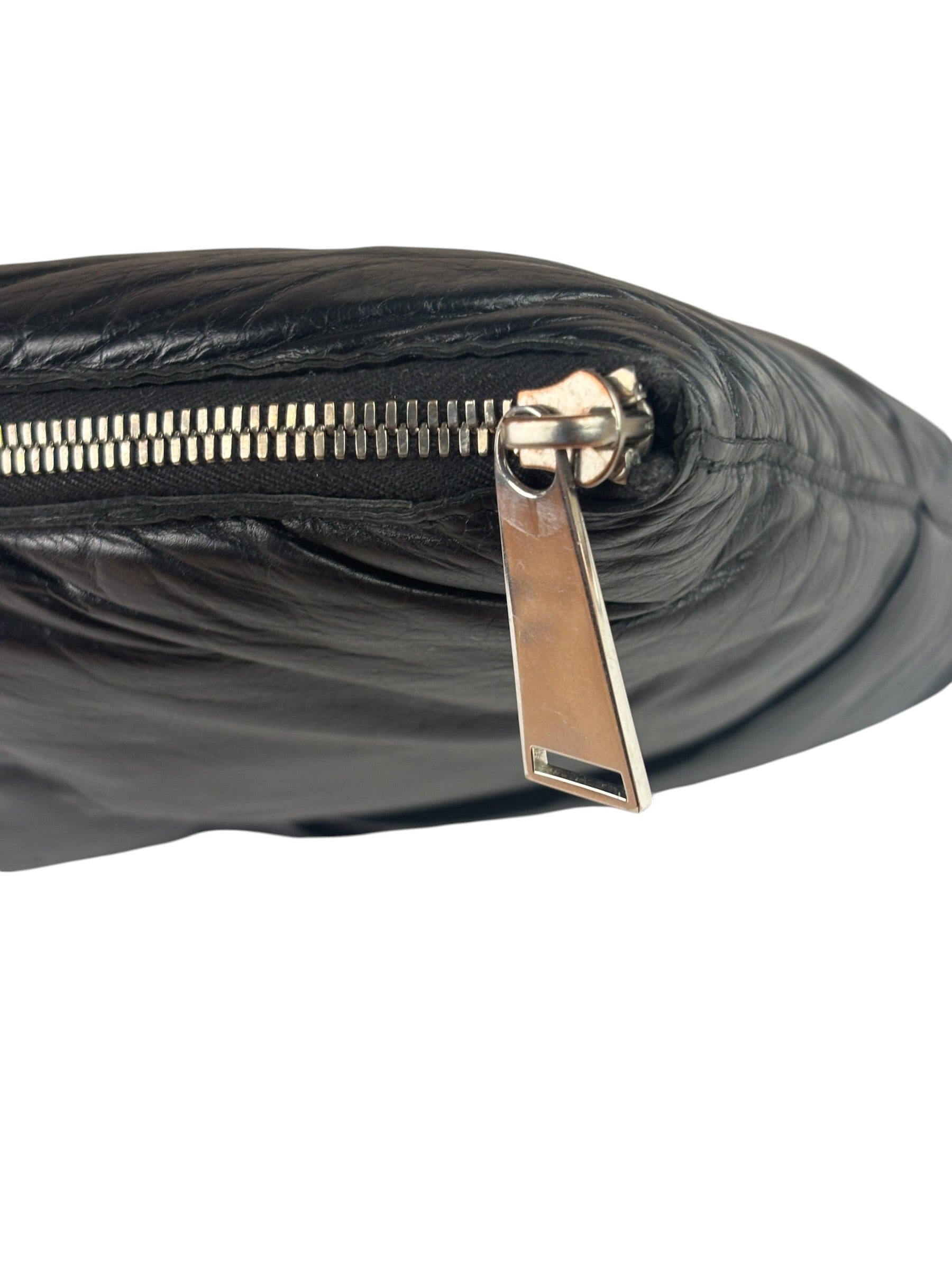 Bottega Veneta Black Leather Maxi Intrecciato Padded Pouch