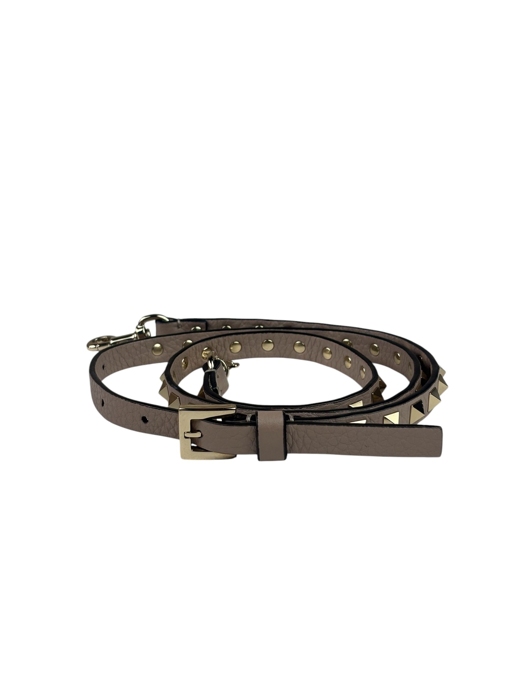 Valentino Neutral Garavani Calfskin Rockstud Crossbody Bag