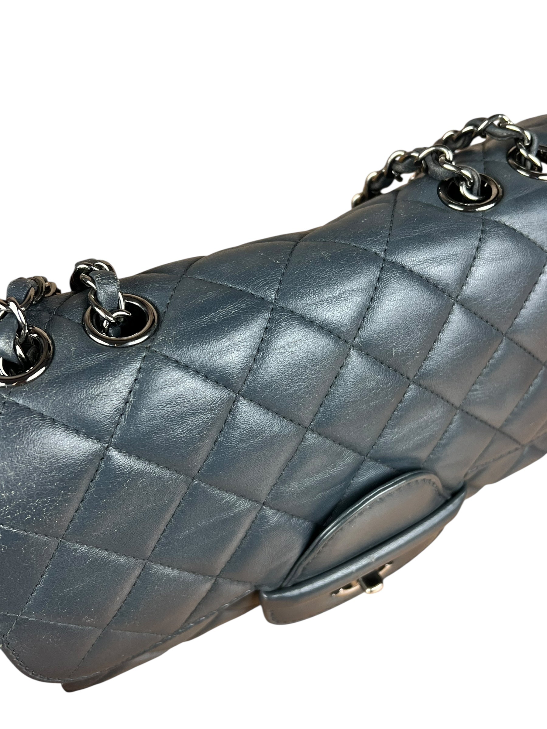 Chanel Dark Grey Quilted Leather Loop Flap Bag 2014