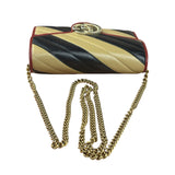 Gucci Stripped Multicolor Marmont Wallet on Chain