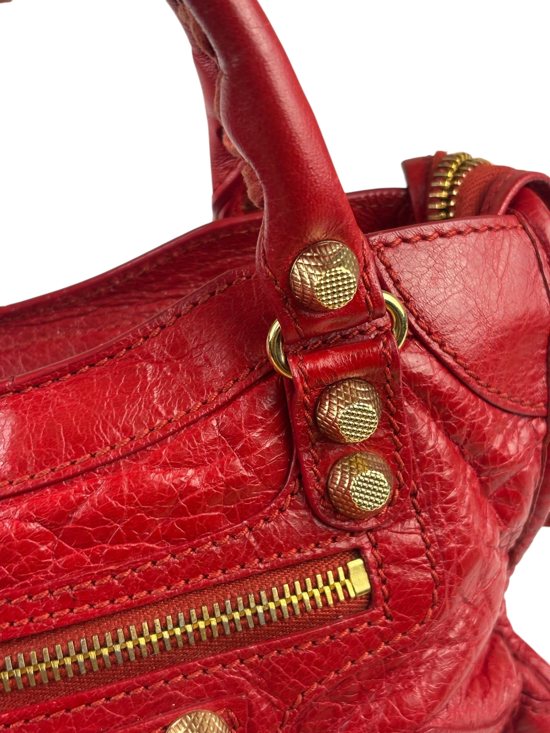 Balenciaga Red Calfskin Mini Le City Bag