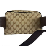 Gucci Brown Leather Trim GG Canvas Belt Bag