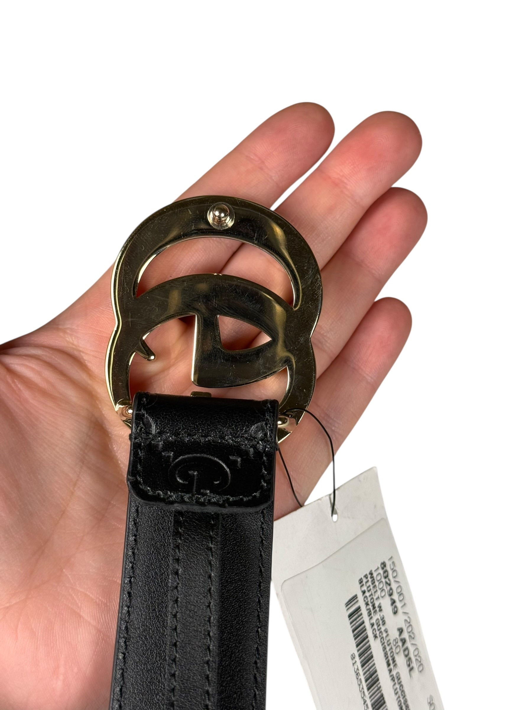 Gucci Black Monogram GG Buckle Belt