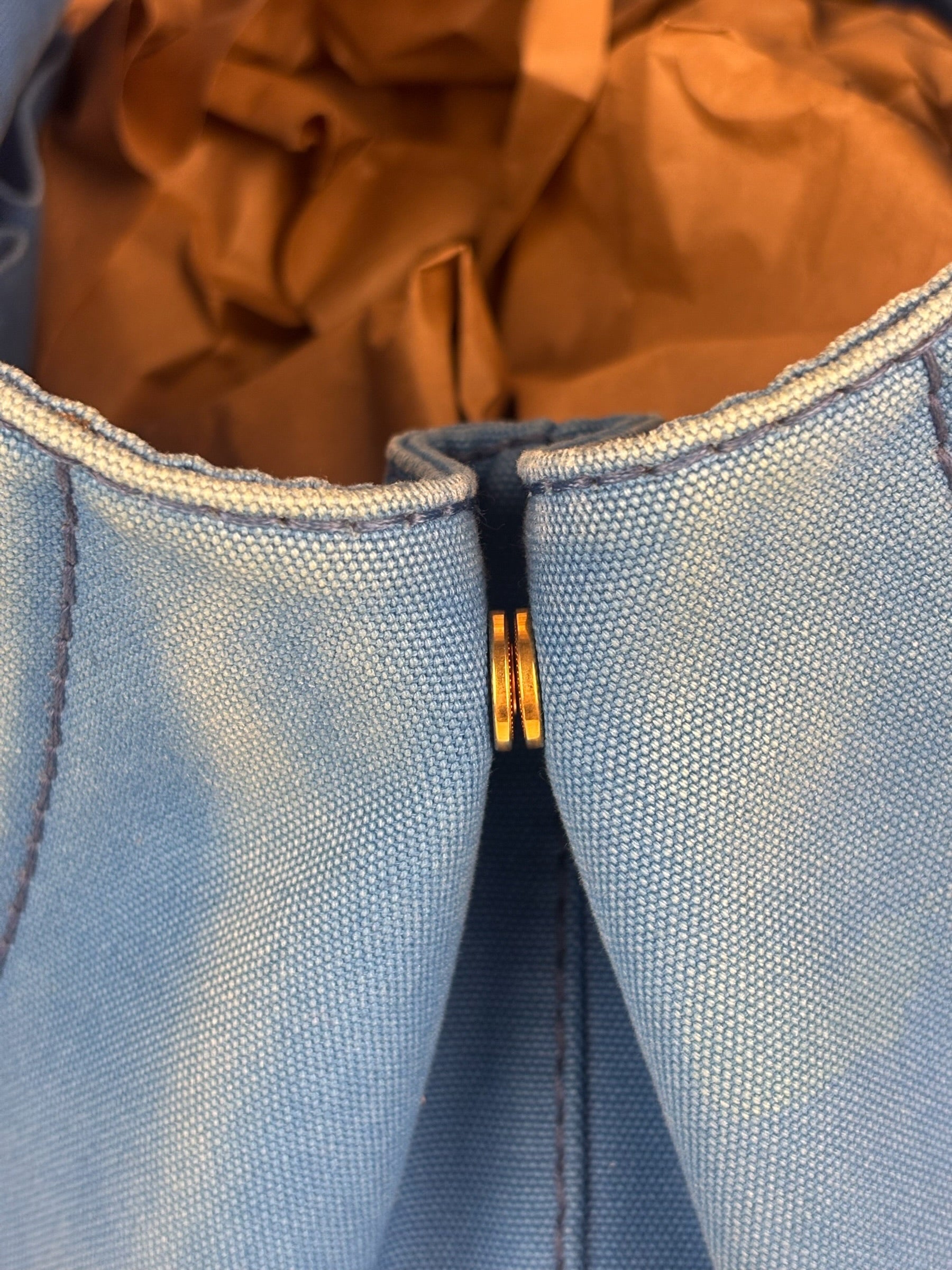 Prada Vintage Blue Canapa Canvas Tote