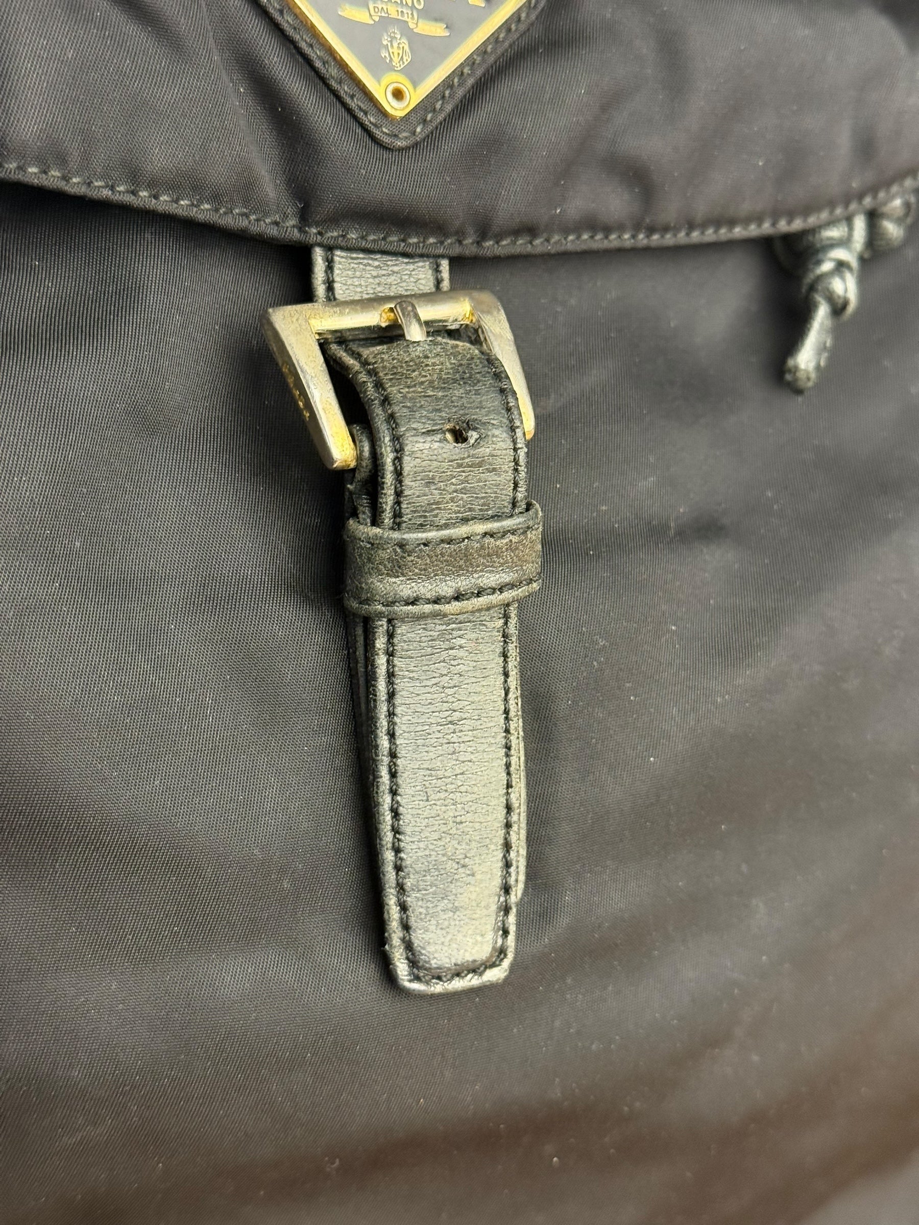 Prada Vintage Black Nylon Drawstring Backpack