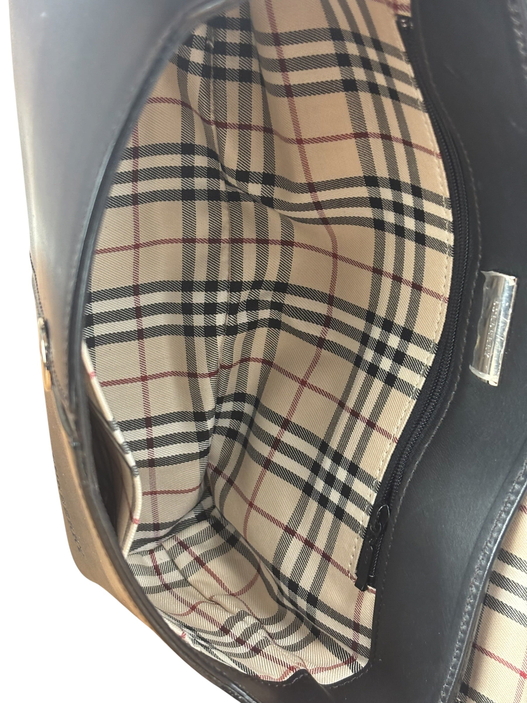 Burberry Vintage Black Leather Flap Shoulder Bag