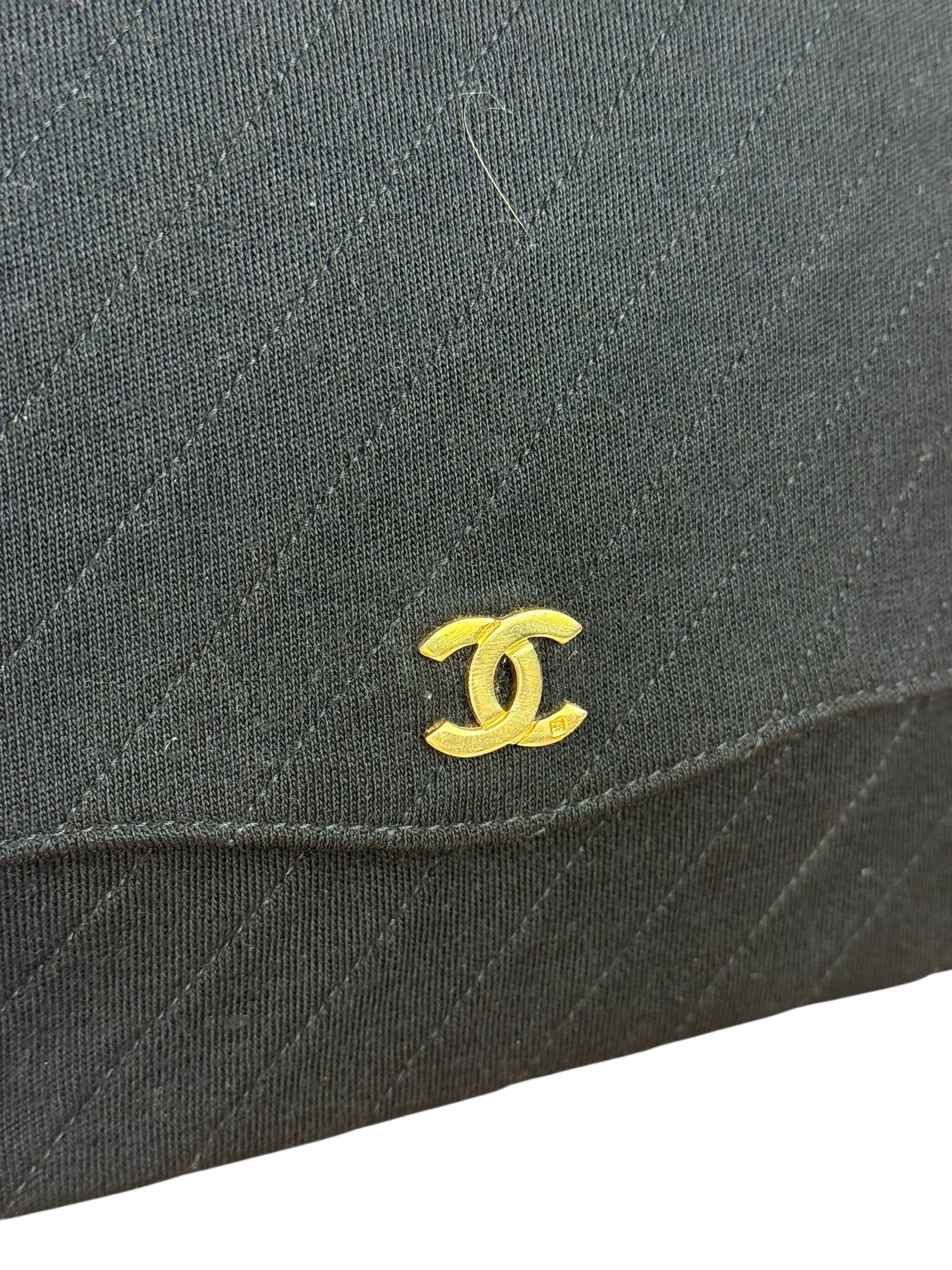 Chanel Vintage Black Cotton Quilted Flap Bag