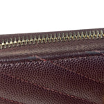 Saint Laurent Plum Chevron Leather Long Zip Wallet