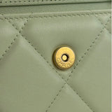 Chanel Green Quilted Leather 19 Flap Chain Card Holder 2021