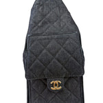 Chanel Navy Quilted Denim/Leather Trim 25 Hobo Bag 2021