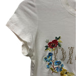 Christian Dior White Floral Embroidered Trotter Logo Short Sleeve T-Shirt