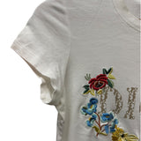 Christian Dior White Floral Embroidered Trotter Logo Short Sleeve T-Shirt