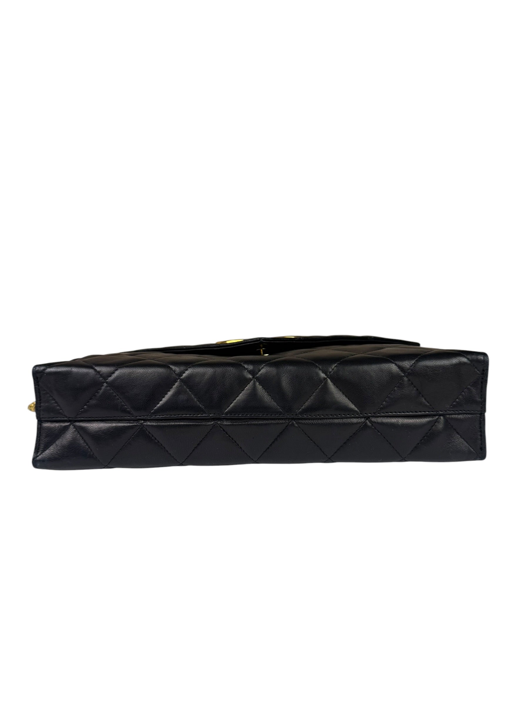 Chanel Black Quilted Leather Envelope Flap Bag Early 90's