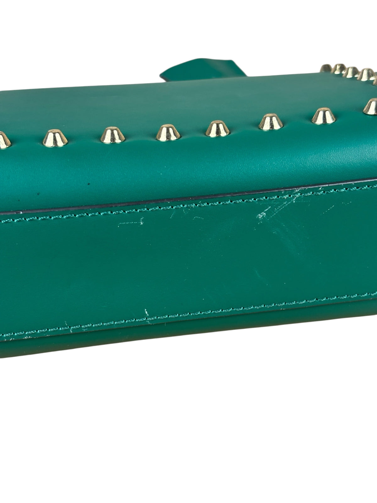Gucci Green Leather Faux Pearls & Studs Small Padlock Bag