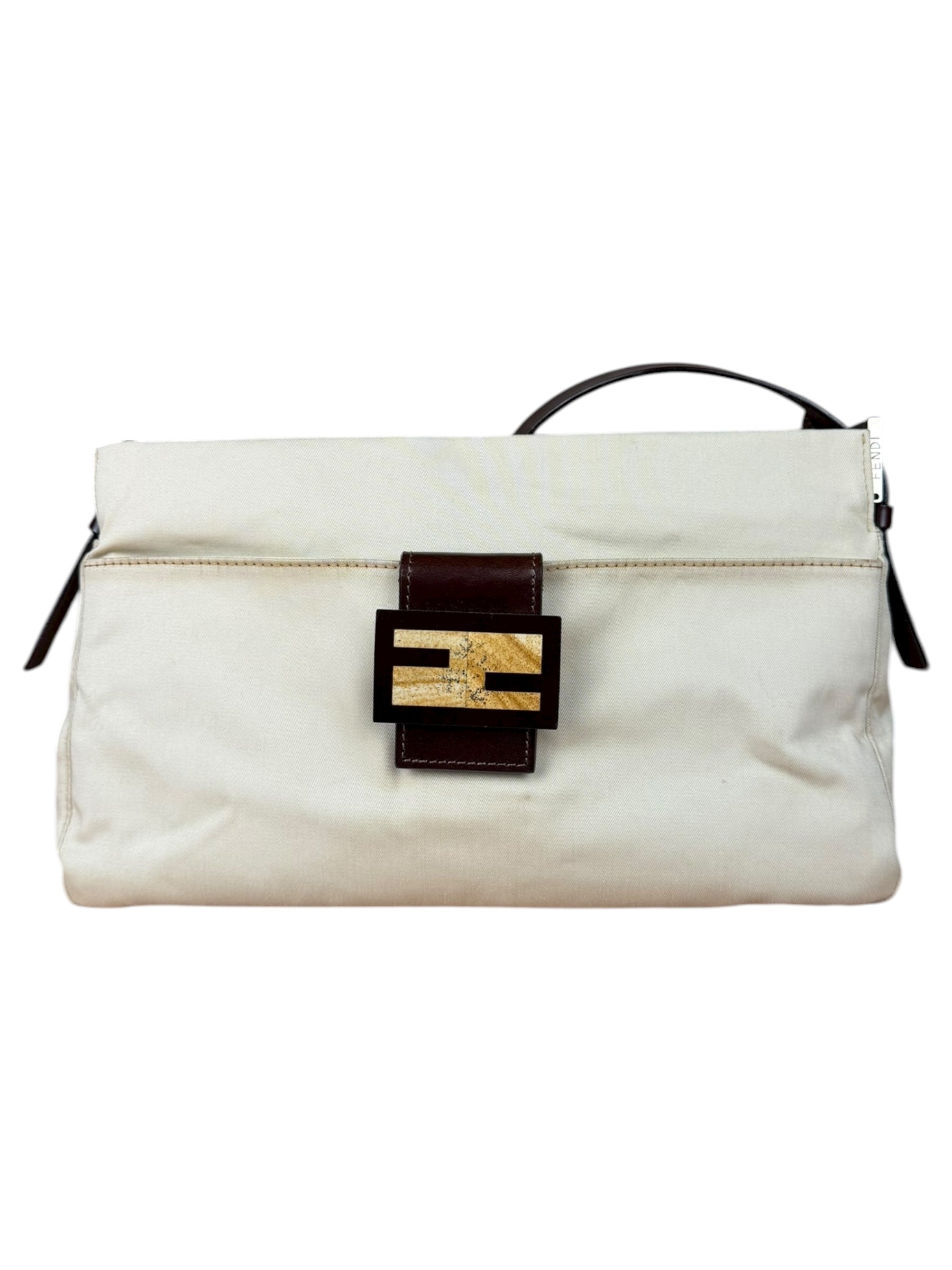 Fendi Cream Baguette Shoulder Bag