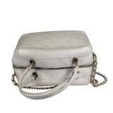 Chanel White Quilted Leather Vanity Small Bowling Two-Way Bag 2019