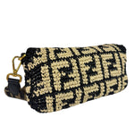 Fendi Black Raffia Zucca Shoulder Baguette