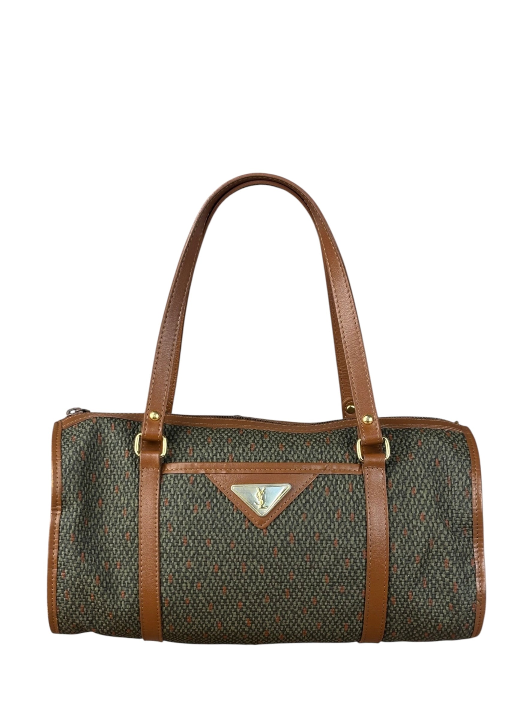 Yves Saint Laurent Vintage Brown Leather Woven Hand Bag