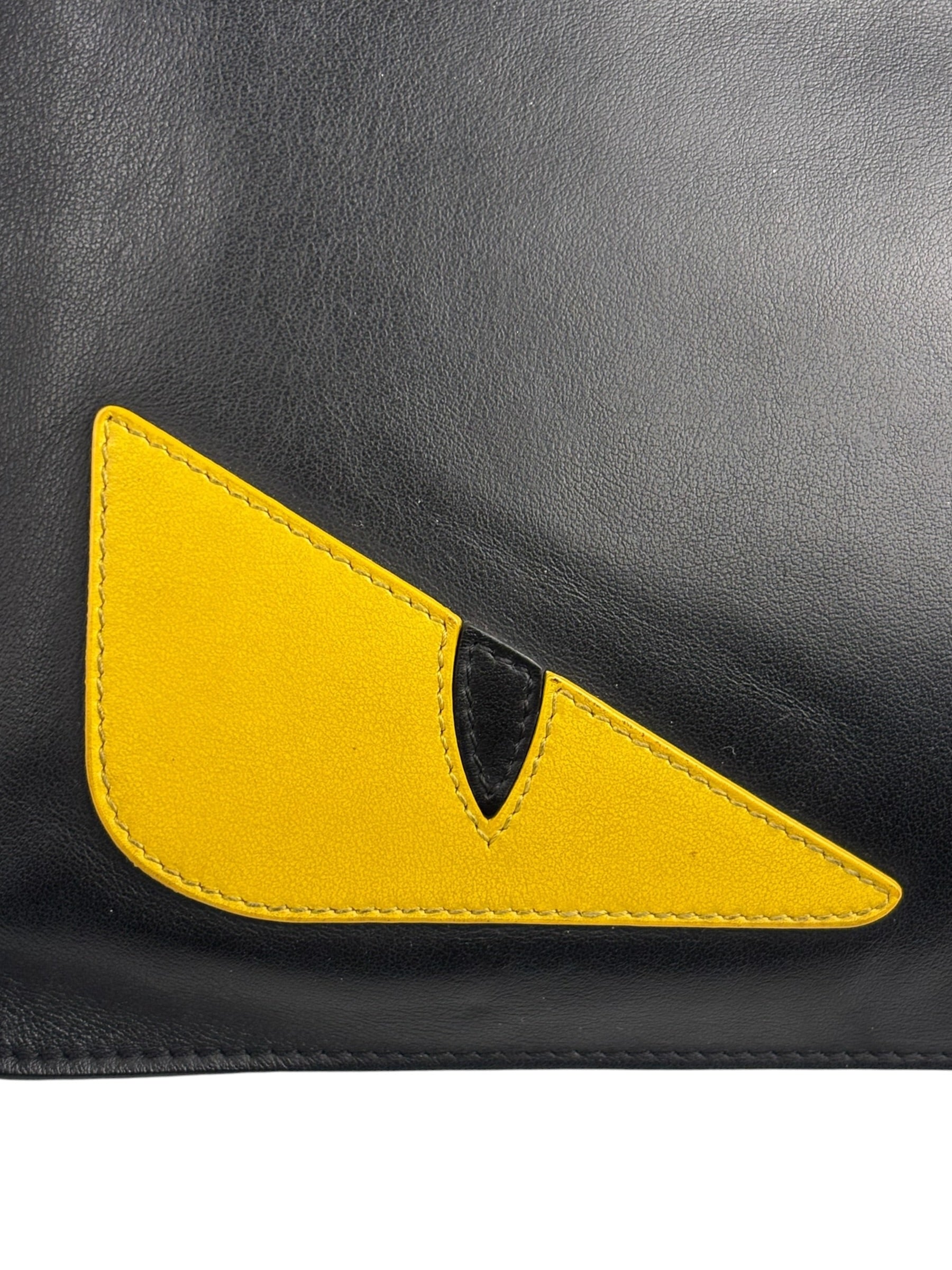 Fendi Black Monster Eye Leather Pouch/Clutch