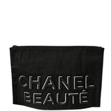 Chanel Beauty Black Canvas Spell-Out Zip Pouch