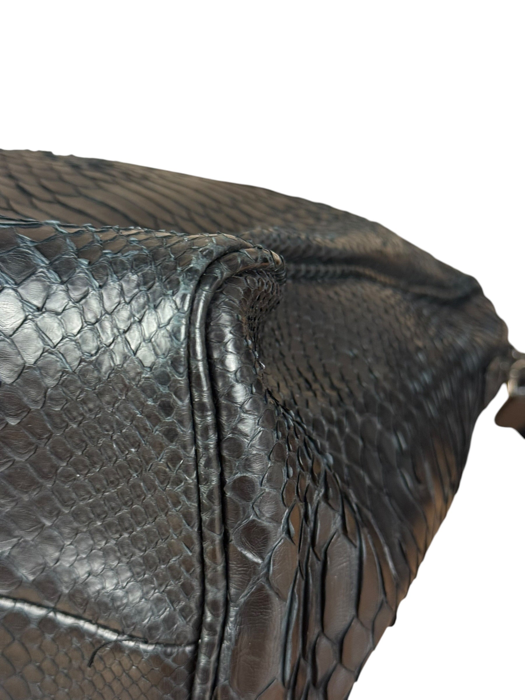Bottega Veneta Black Snake Leather Brief Case