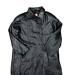 Vintage Black Vegan Leather Long Coat