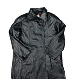 Vintage Black Vegan Leather Long Coat