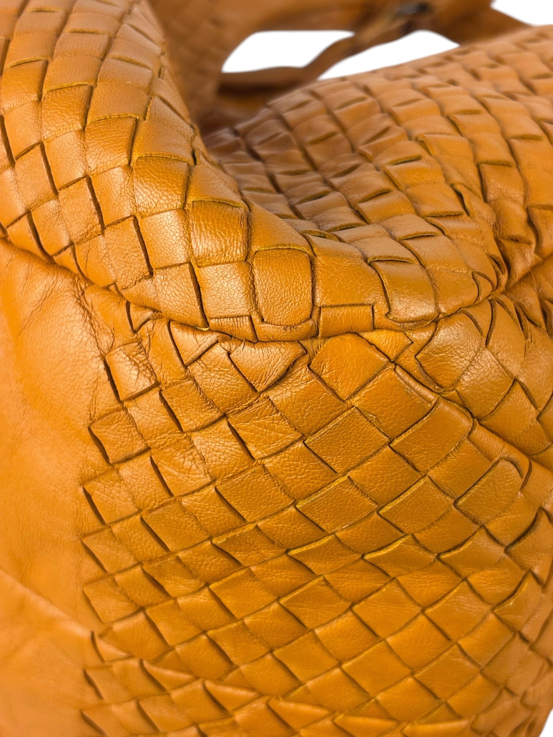 Bottega Veneta Orange/Brown Woven Leather Campana Shoulder Bag