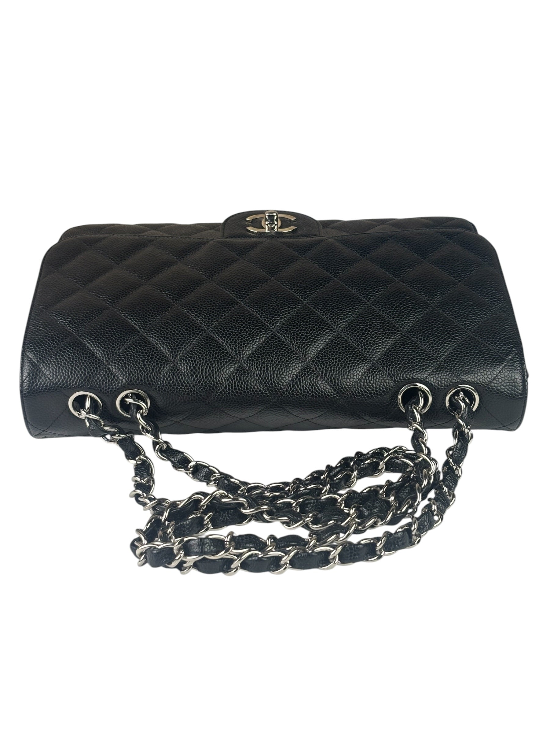 Chanel Black Caviar Quilted Flap Large Flap Bag 2006