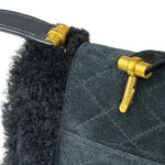 YSL Bicolor Quilted-Suede Shearling Gaby Shoulder Bag