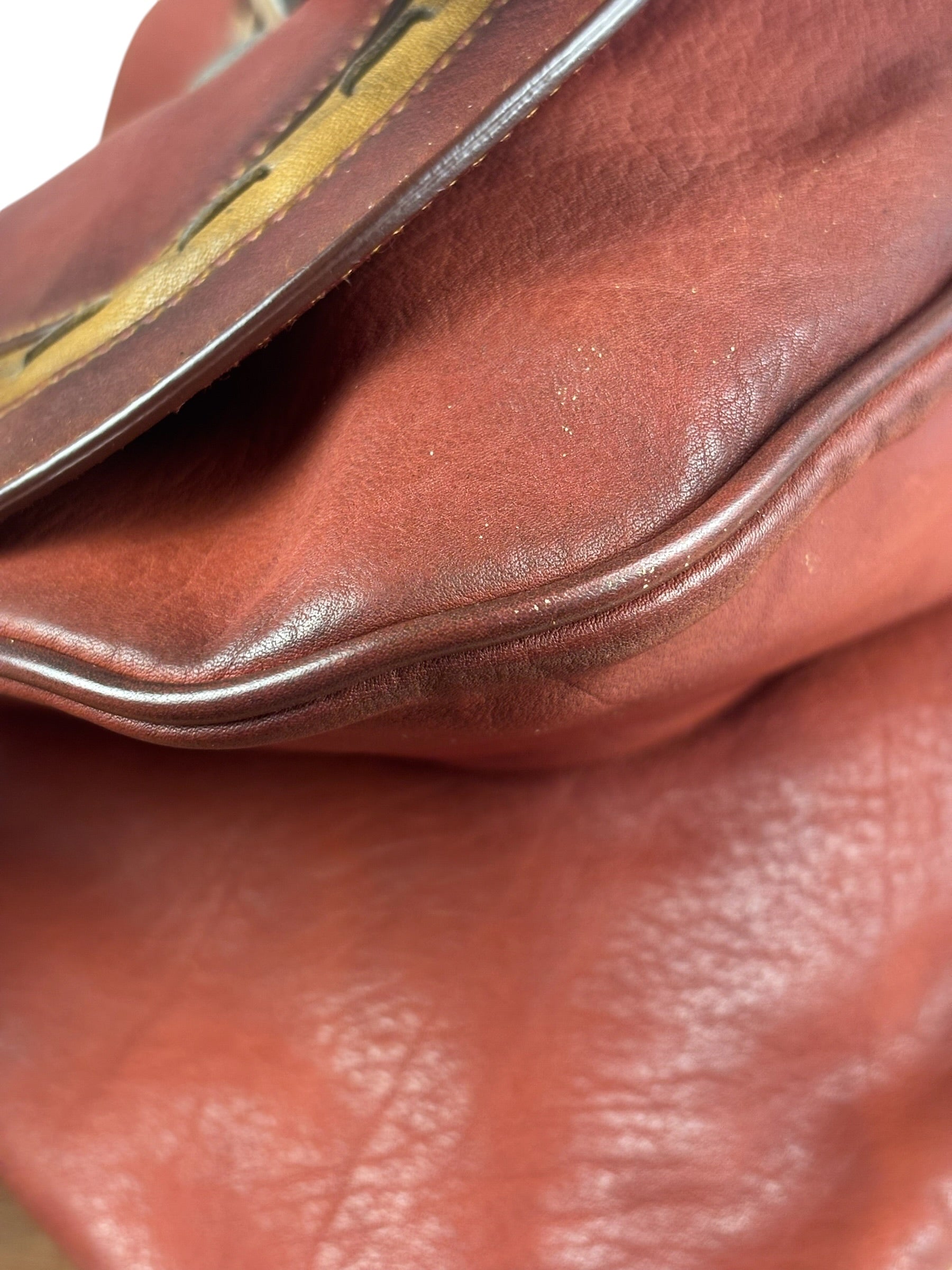 Christian Dior Burgundy Leather Gaucho Saddle Large Shoulder Bag