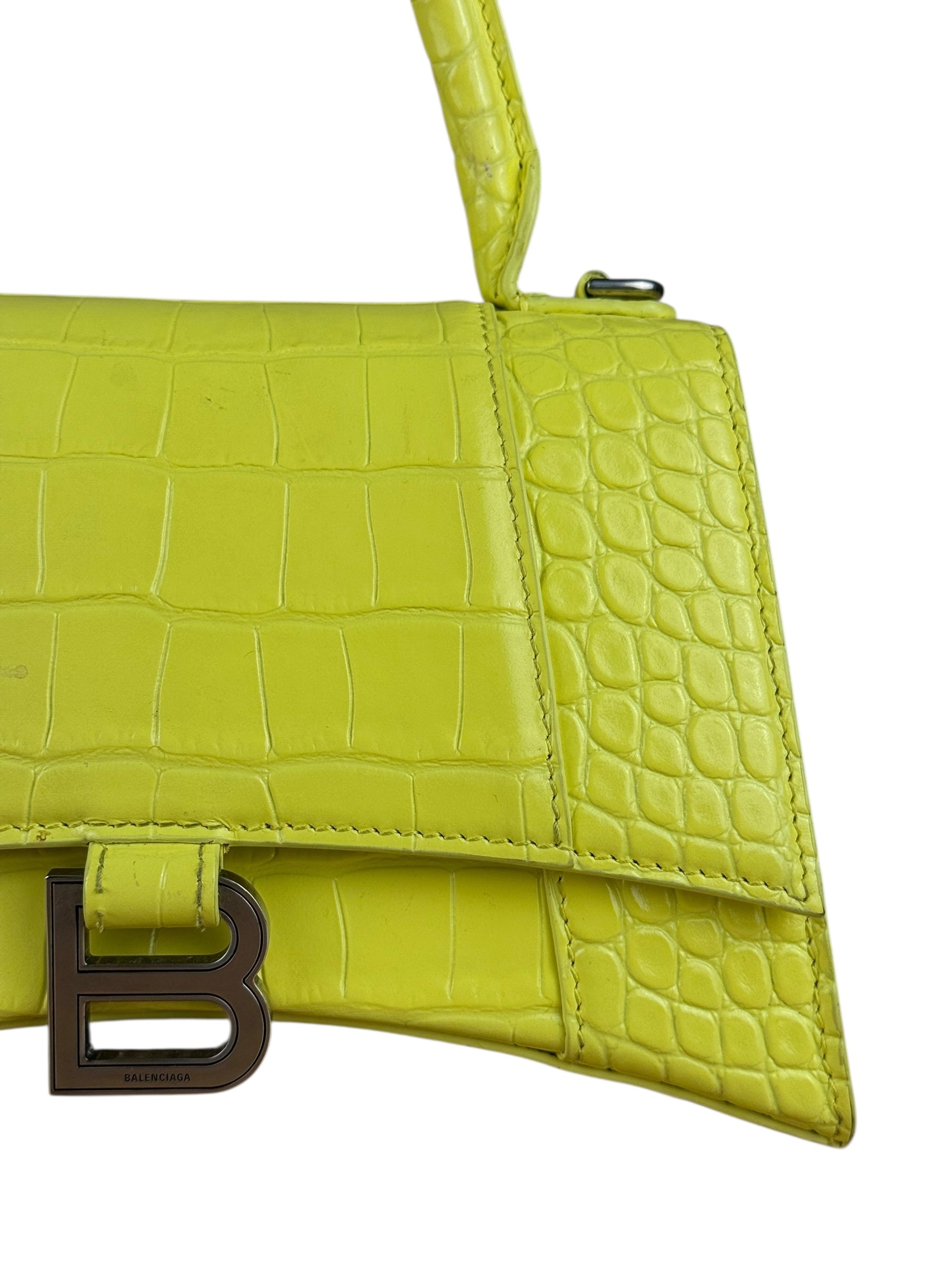 Balenciaga Small Yellow Croc Hourglass 2Way
