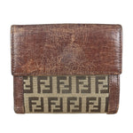 Fendi FF Buckle Canvas Print Compact Wallet