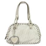 Christian Dior Cream Leather Braided Ethnic Shoulder Bag