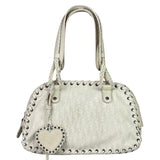 Christian Dior Cream Leather Braided Ethnic Shoulder Bag