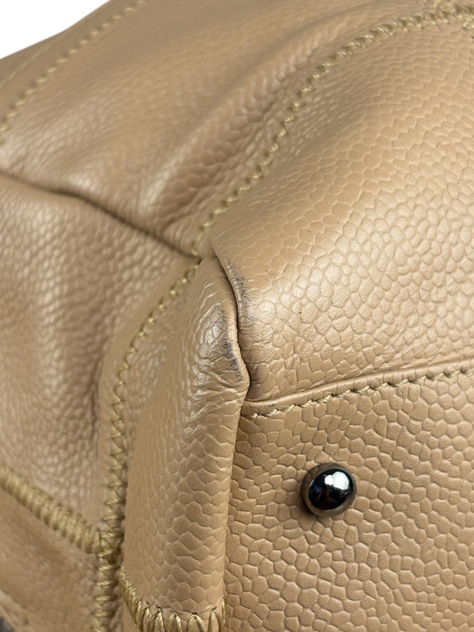 Chanel Beige Caviar Chocolate Bar Boston Bag