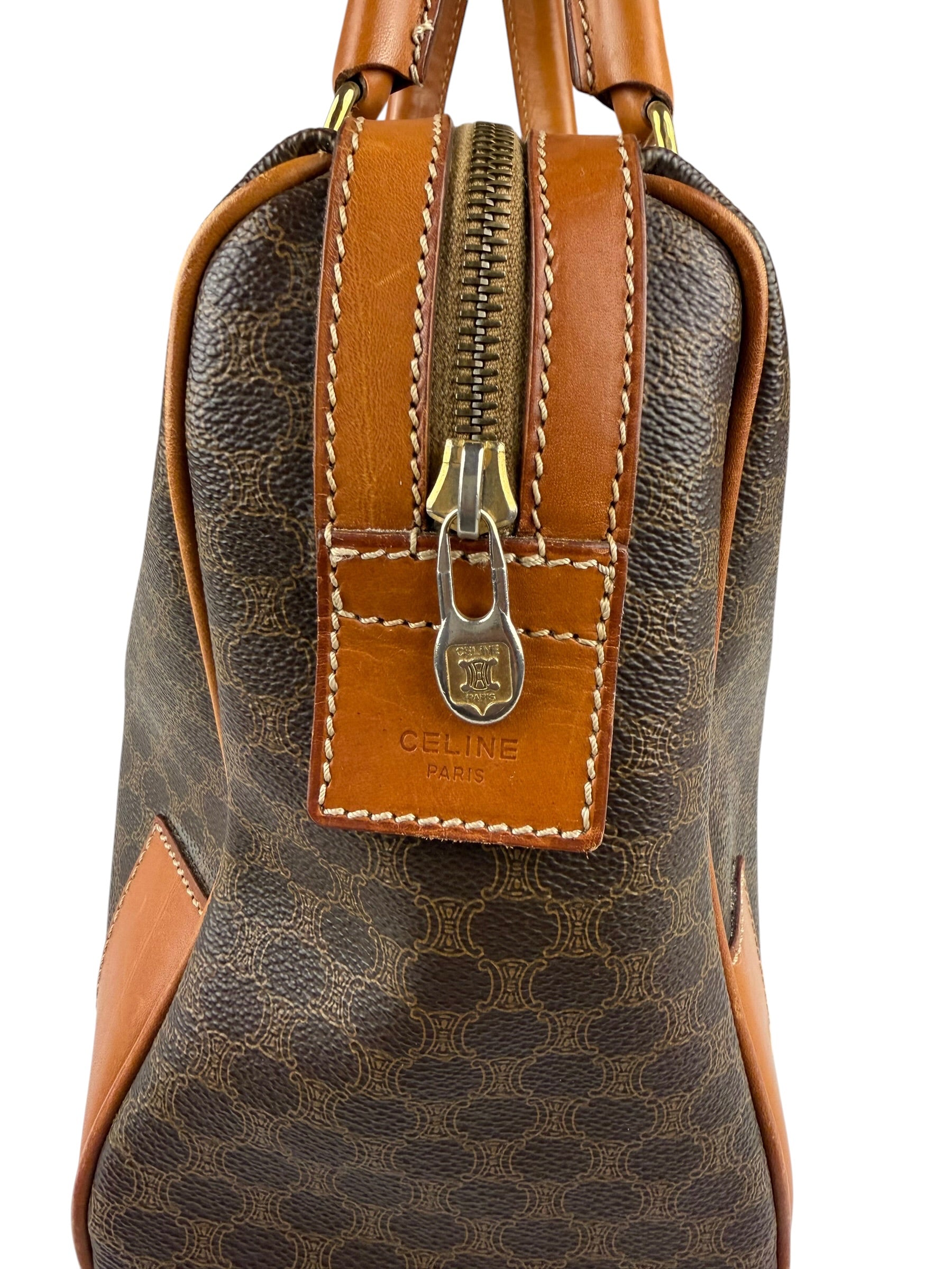 Celine Vintage Macadam Canvas Boston Bag